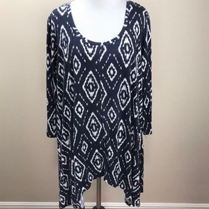 💐Philosophy Tunic 0X Navy Blue White Boho